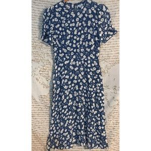 Reformation Blue White Floral Midi dress Size 4.   U